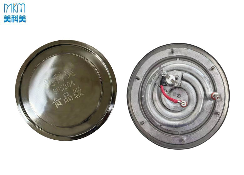 Heating plate resistant to dry burning up to 500 degrees Celsius